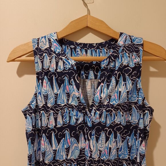 Lilly Pulitzer Low Tide Navy Blue Sails and Stripes Dev Tank Top Size XS - Picture 4 of 8